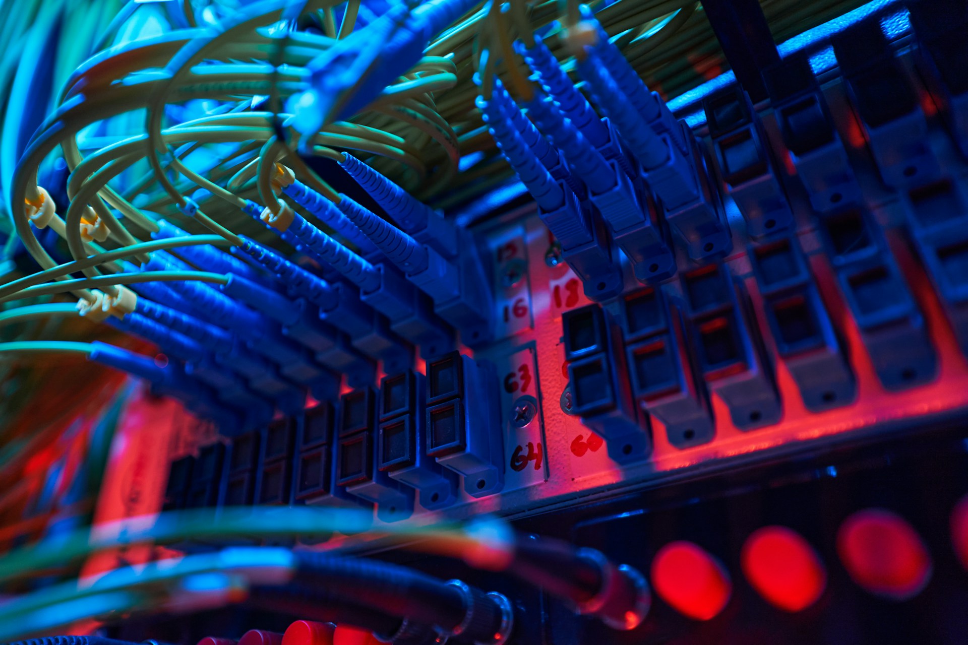 Cables of servers in a data center